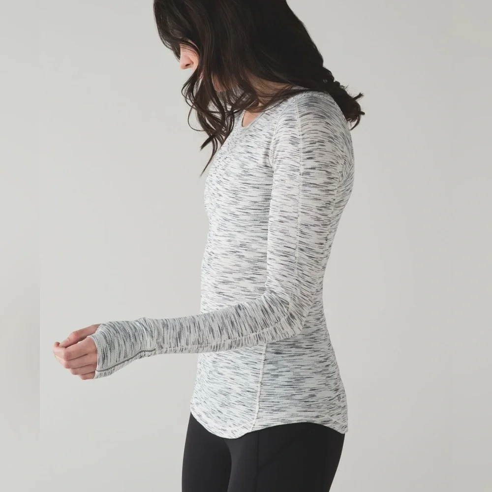 Lululemon 5 Mile Long Sleeve Tiger Space Dye Black White Size 2